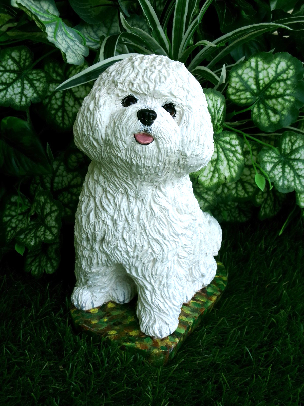 Bichon Frise Concrete 9.5″ Pet Loss Memorial Stone Garden Decor Dog Mom Gift
