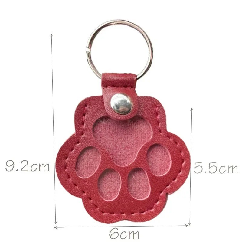 Pets Hair Memorial Keepsake Keychain PU Leather Dog Cat Storage Pouch Bag Charm