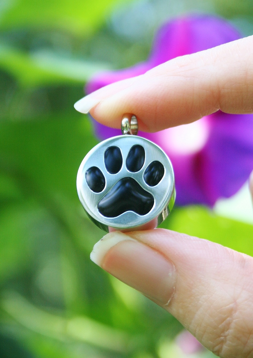 Paw Print Cremation Necklace Jewelry Pendant Urn for Ashes Pet Dog Cat Memorial