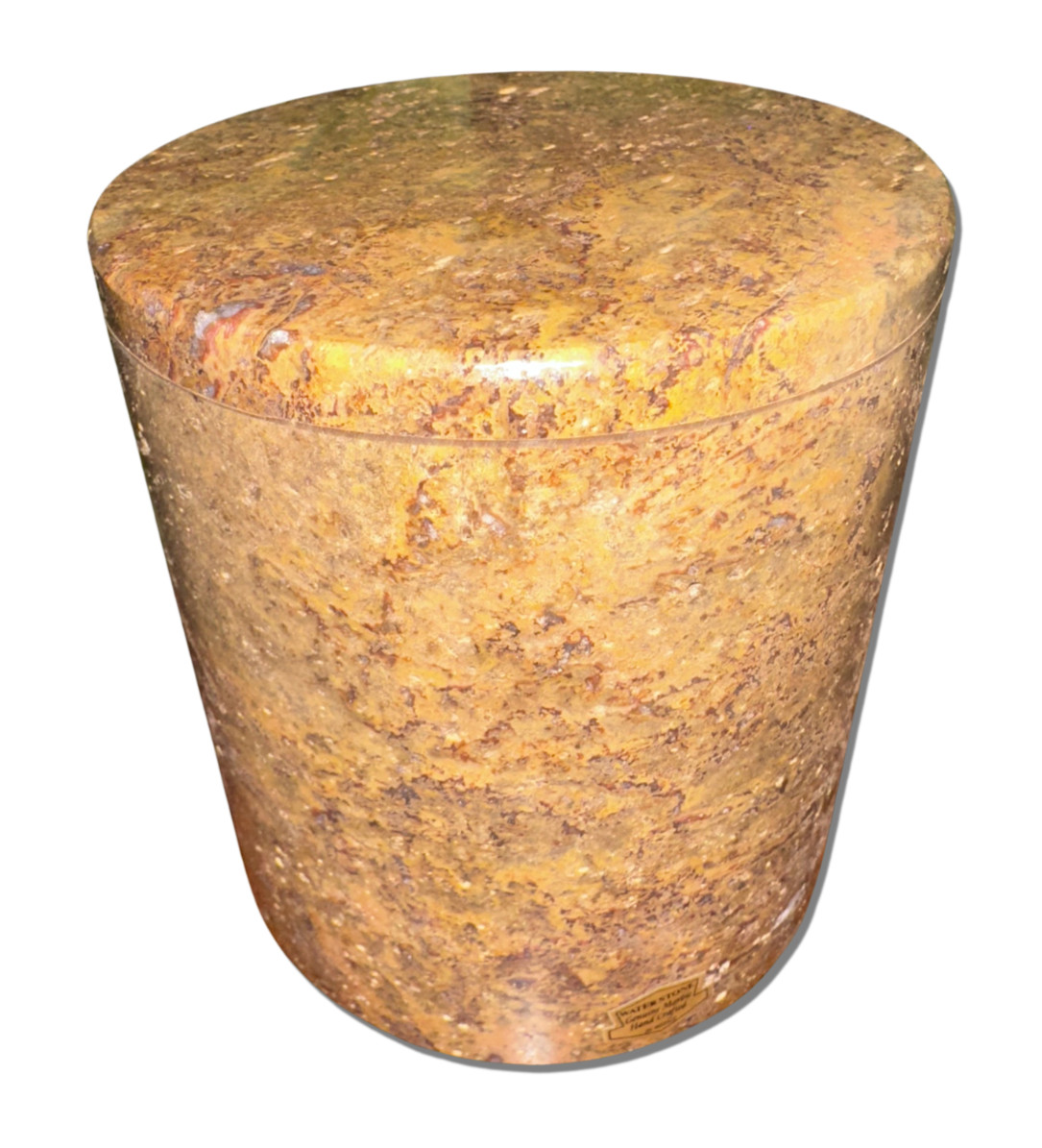 Natural dark travertine marble pet urn memorial dog cat cremains handmade round