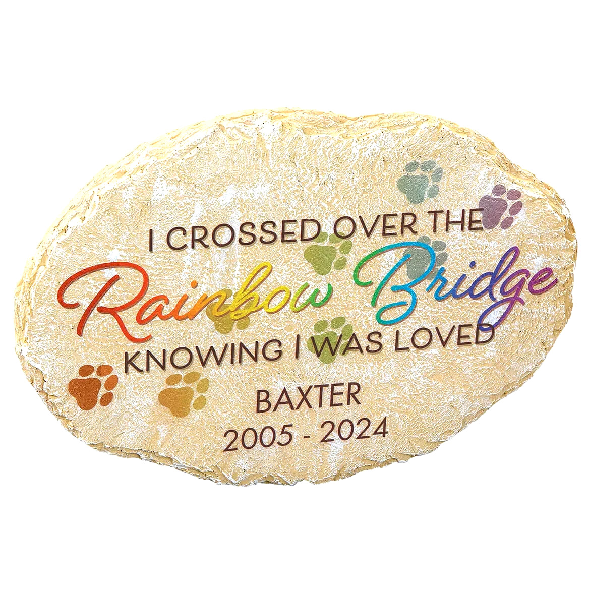Pet Cat Dog Memorial Paw Prints PERSONALIZED Stone Beloved Departed Grave