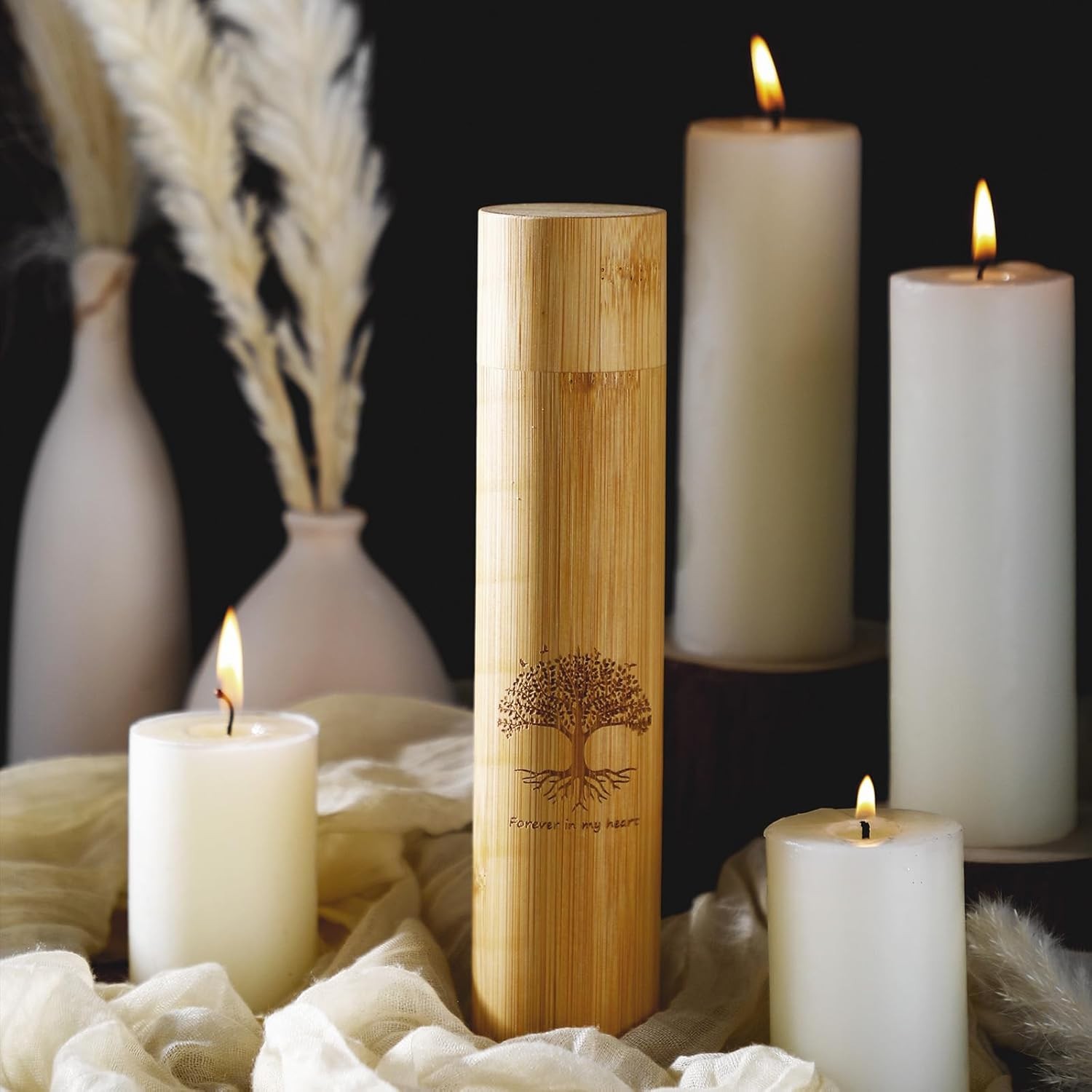 Thyle 4 Set Bamboo Scattering Urns for Ashes 9” x 2” Biodegradable Scattering