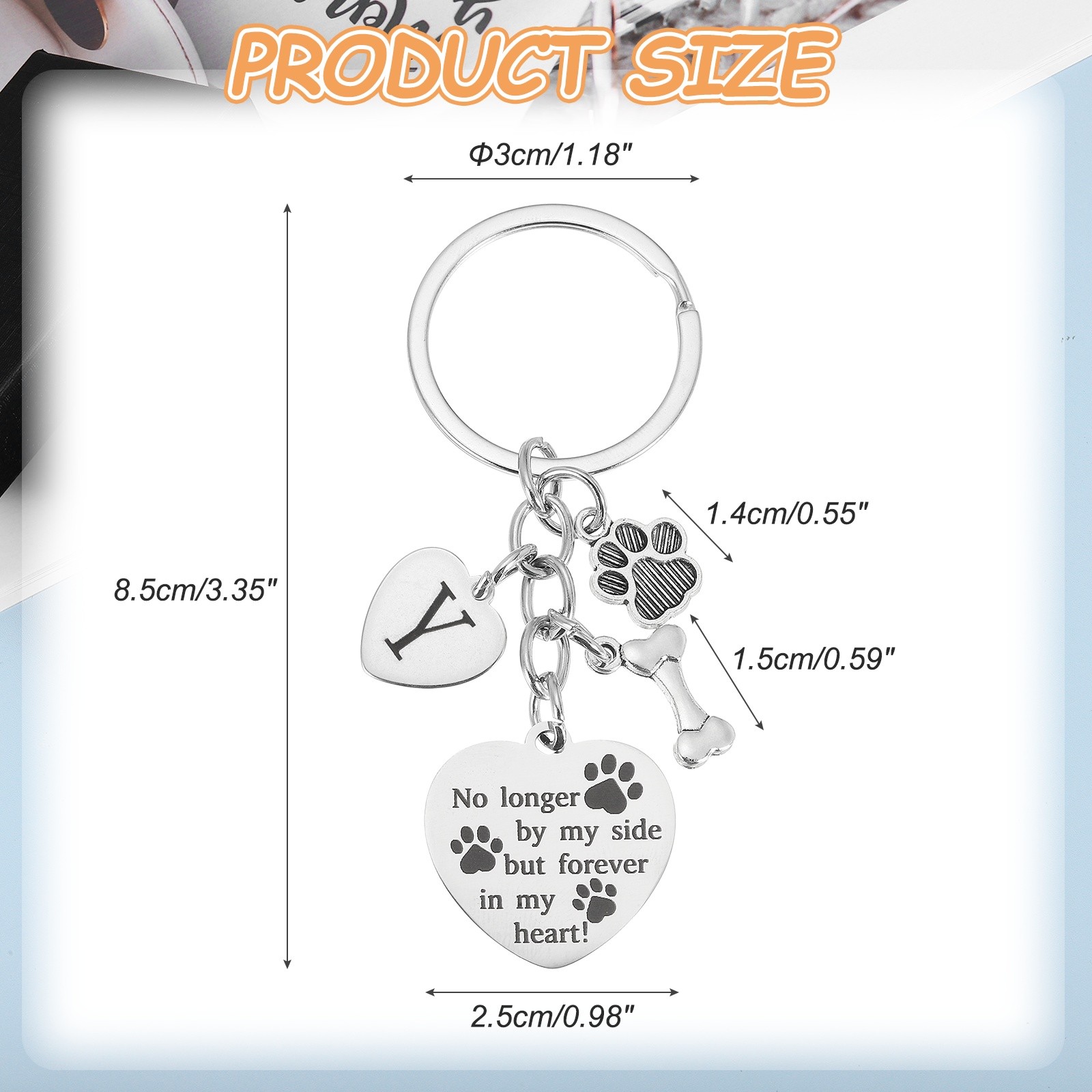Dog Memorial Gifts Personalized Pet Memorial Keychain, Engraved Letter Y