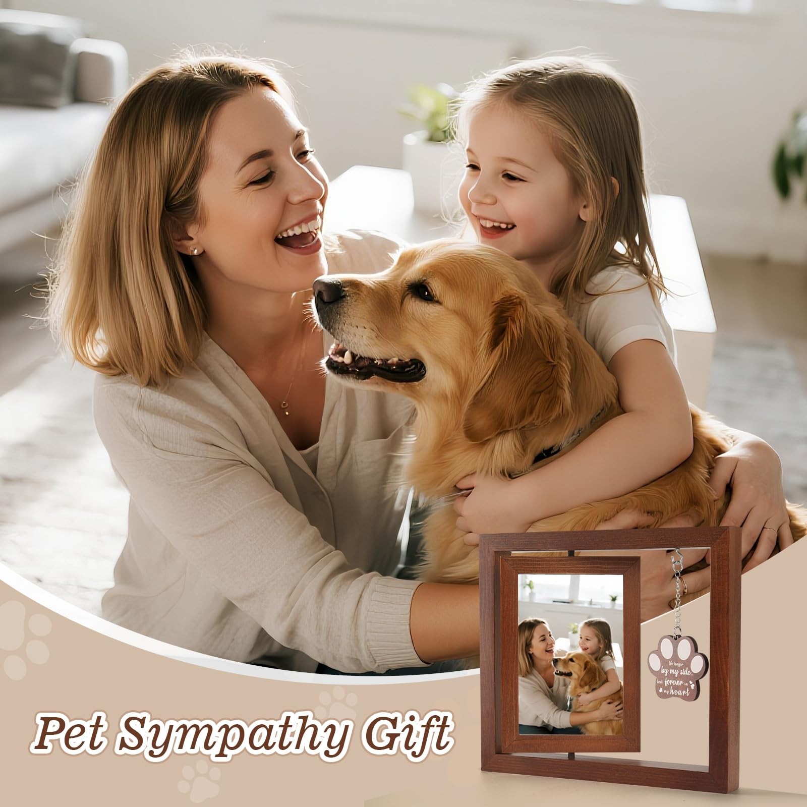 Dog Memorial Gifts for Loss of Dog, Rotating Wooden Picture Frame 4×6, Double…