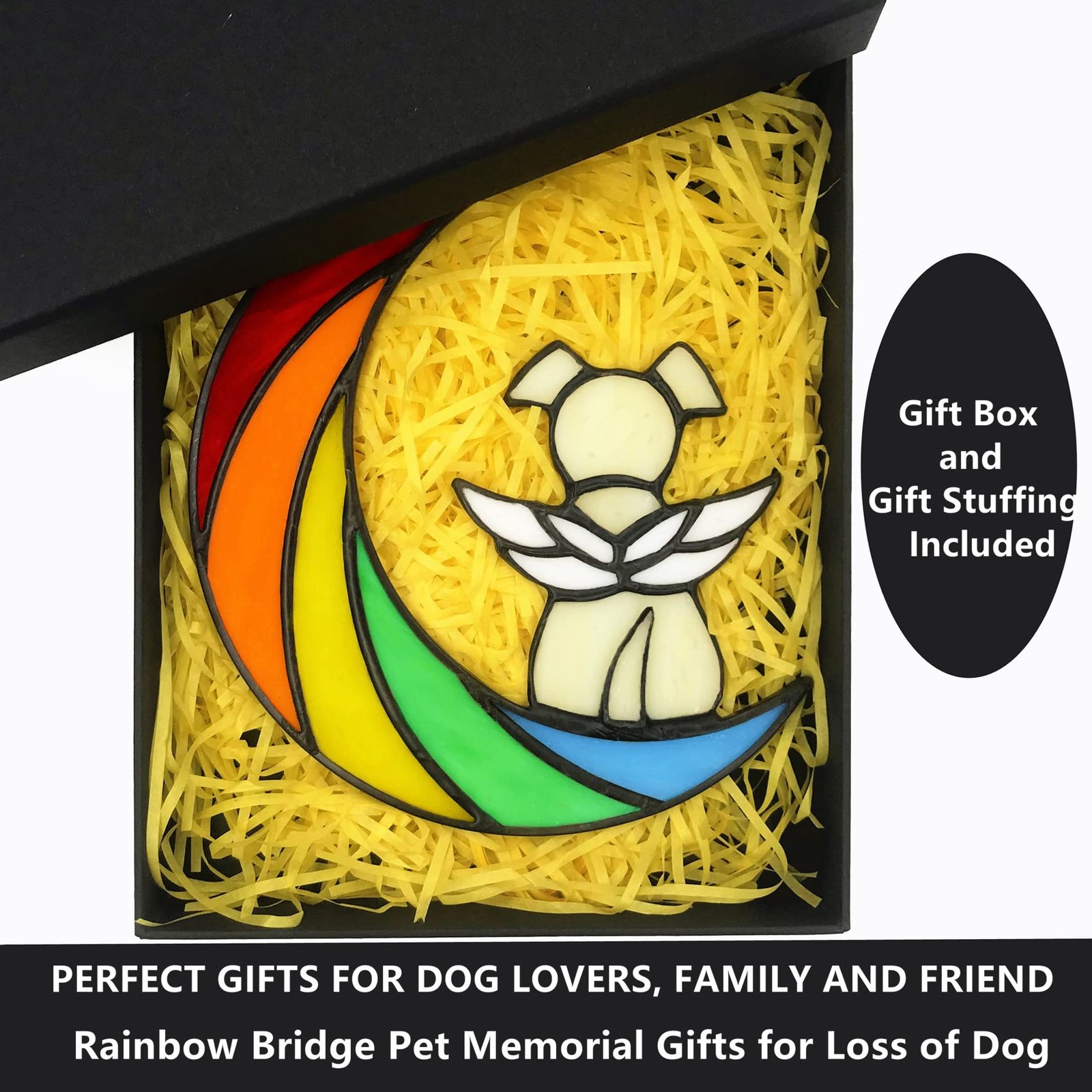 Stained Glass Rainbow Bridge Dog Memorial Gifts for Loss of Dog Sympathy Reme…