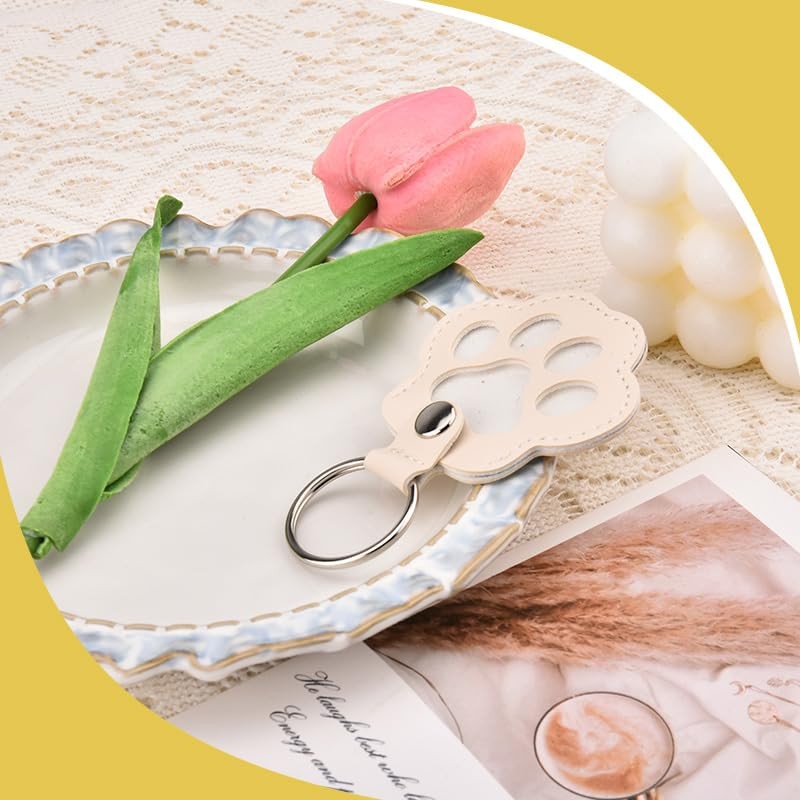 Pet Hair Keychain for Pet Lovers Paw Print Hair Holder Keepsake Storage Key C…