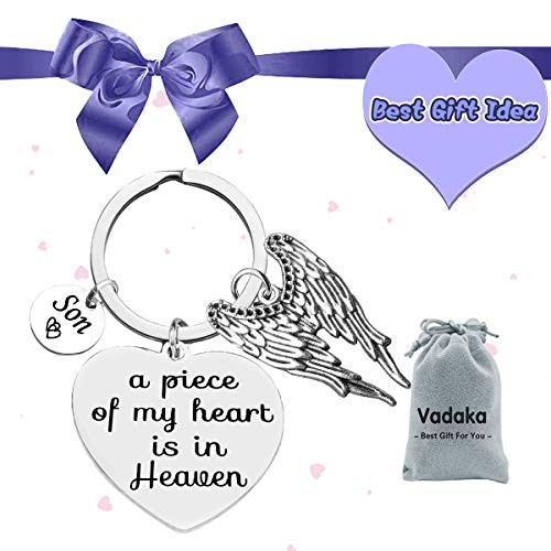 Memorial Keychain A Piece of My Heart Is in Heaven Son Memorial Jewelry Gifts