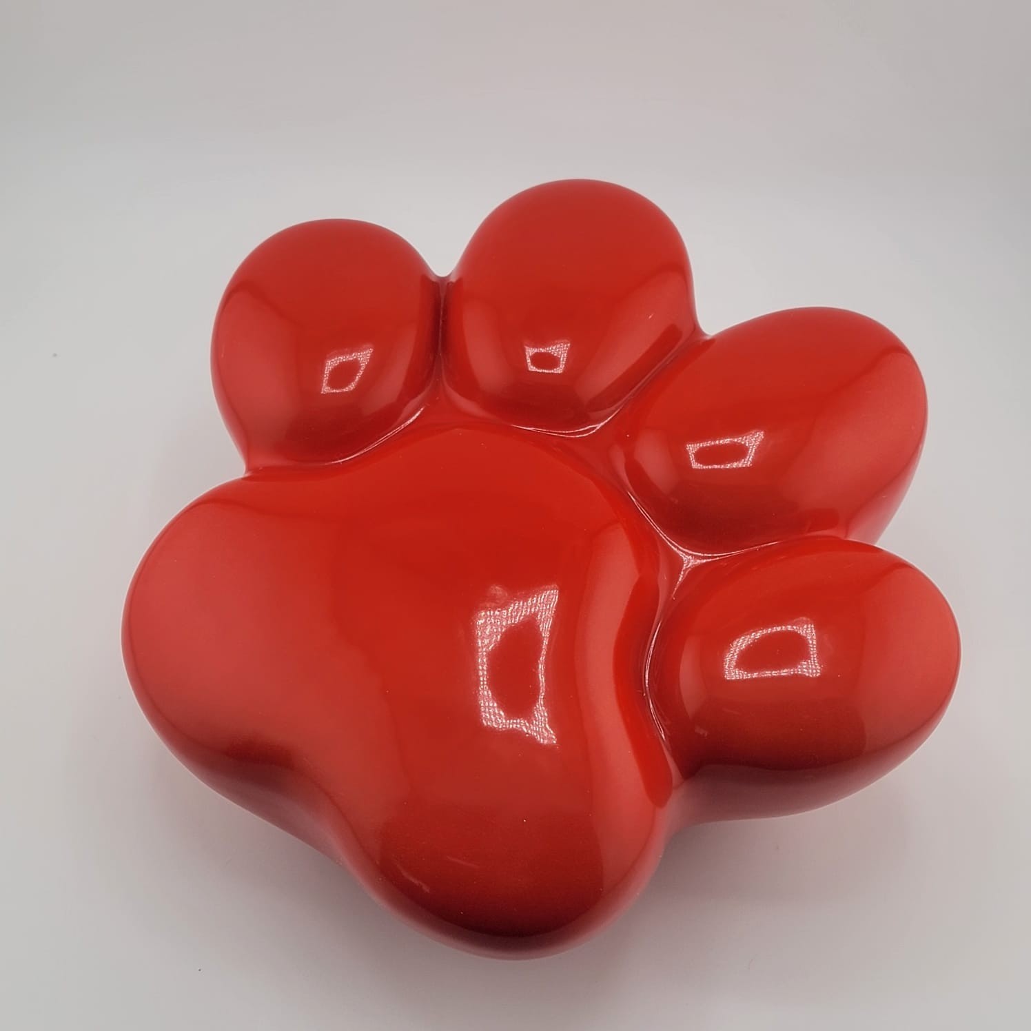 Paw Print Pet Ashes Urn – Glossy Ceramic Memorial Keepsake – Black/Red/White