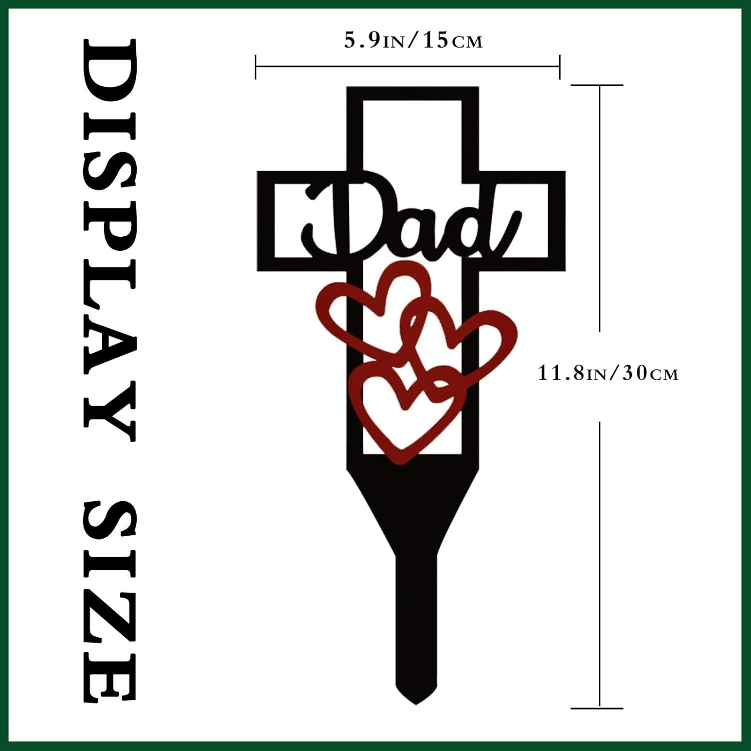 Metal Cross Grave Marker for Dad – Heavy Duty Cemetery Memorial Stake, 12 x 6…