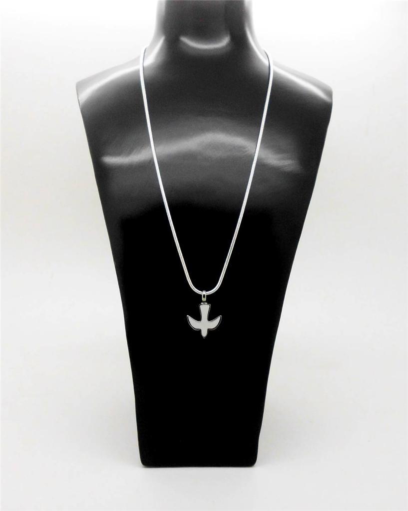 316L Stainless Steel White Dove Memorial Keepsake Cinerary Urn Pendant Jewellery