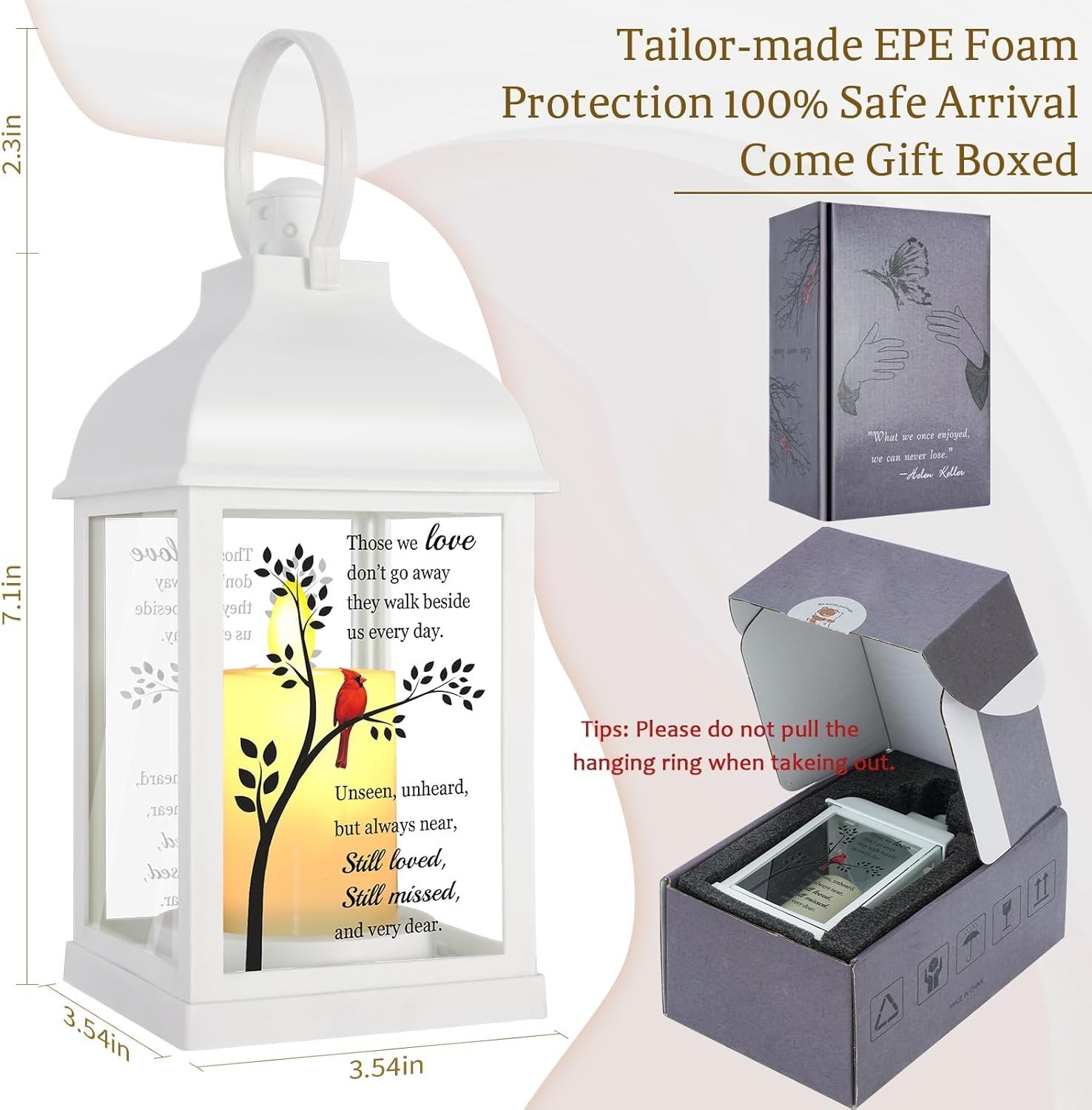 Memorial Lantern with Card – Sympathy Gift for Loss of Mom/Dad/Loved One, Black