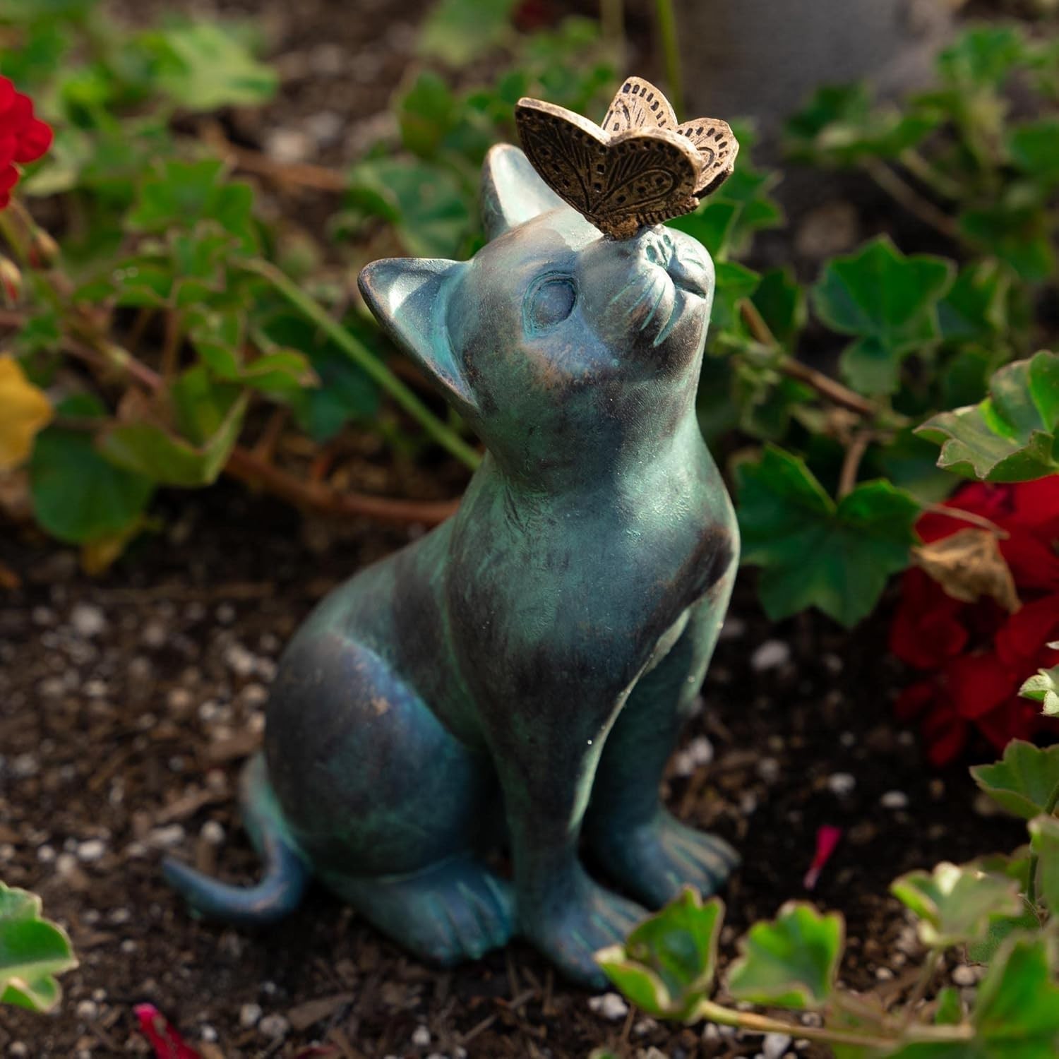 iHeartCats Cat Memorial Figurine with Butterfly – Cat Statue Pet Memorial Gifts