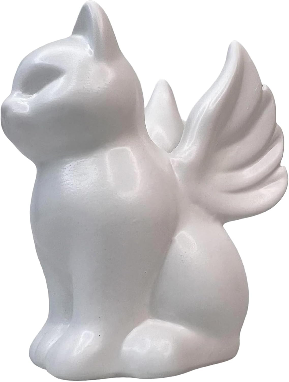 Angel Wing Cat Figurine/Memorial Cat Lover Tribute – 4 3/8” Tall Ceramic Stonewa