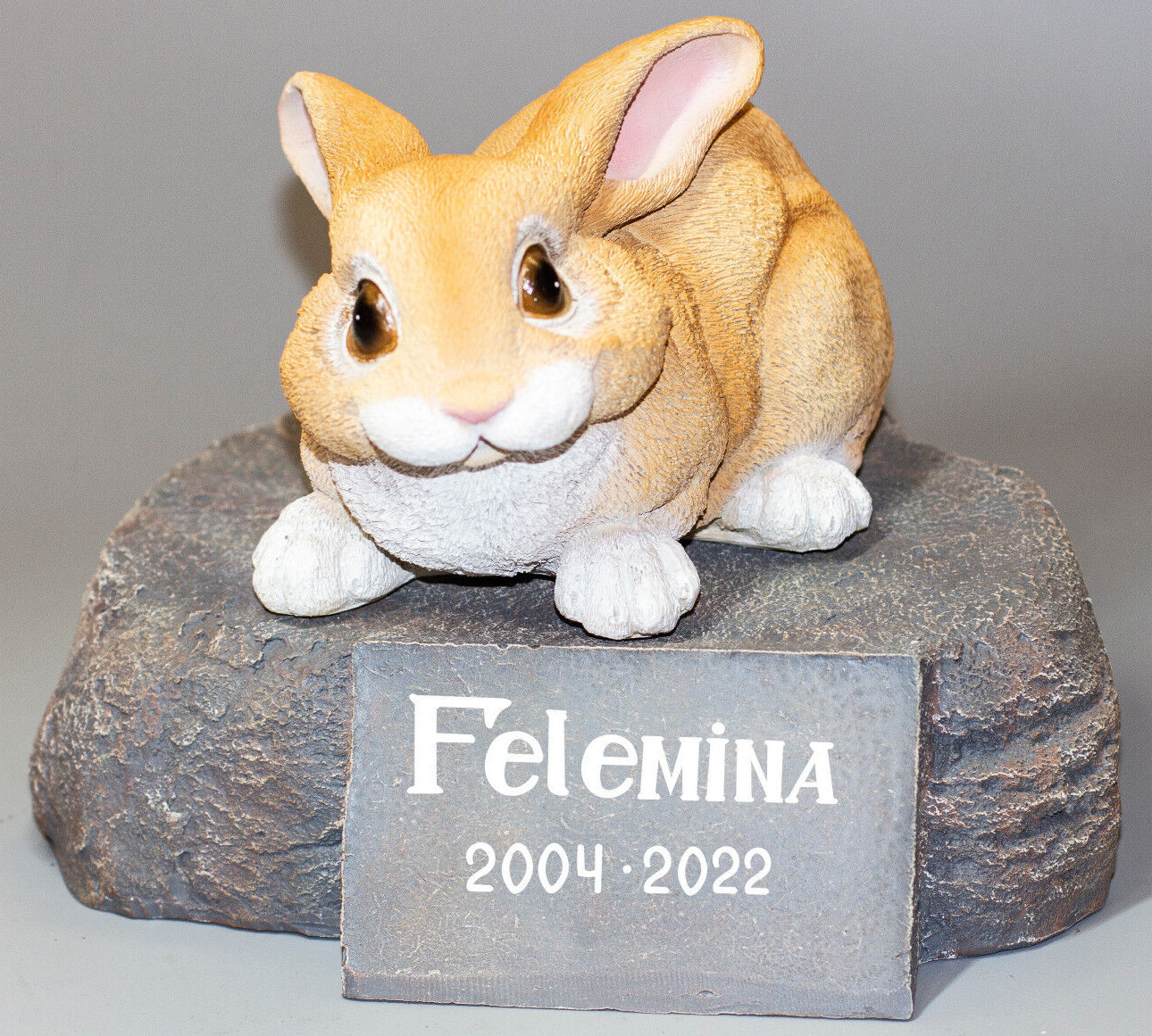 Pet Grave Stone Bunny Rabbit Cremation Urn Animal Figurine Funeral Keepsake Gift