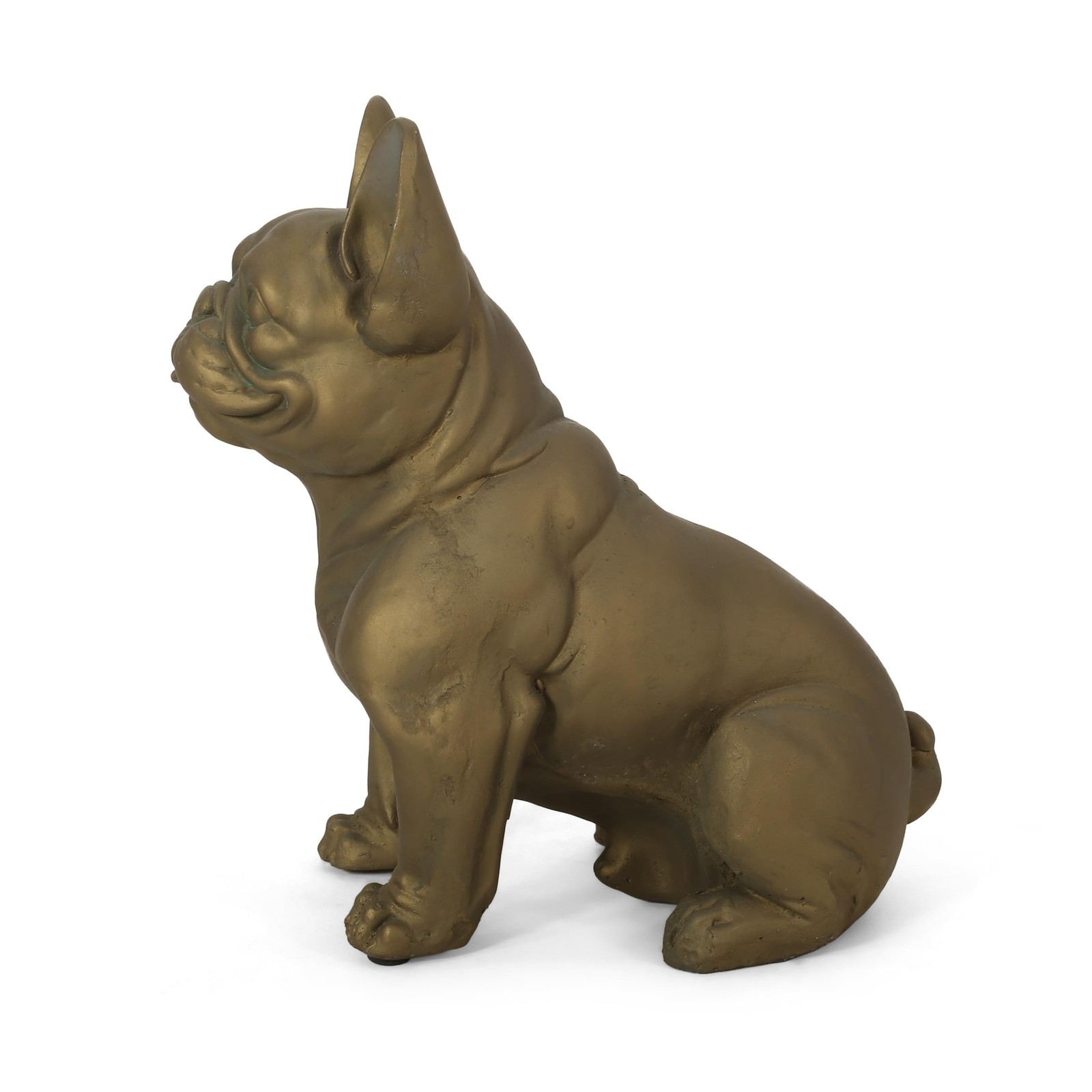 Merax French Bulldog Garden Statue – Outdoor Cast Stone Decor, Rustic Gold Fi…