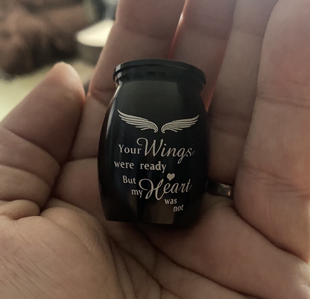 Black Steel Mini Memorial Cremation Keepsake Urns For Pet Dogs Cats Ashes Small
