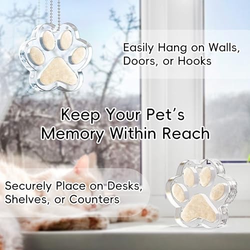 Pet Fur Keepsake Paw – Clear Acrylic Pet Memorial Ornament with Magnetic