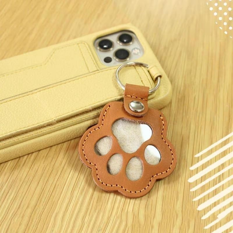 Pet Hair Keepsake Keychain – Memorial Gift for Cat & Dog, Cute Leather Paw