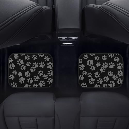 Paw Print Car Floor Mats – Universal Abstract Cat or Dog – Black Grey