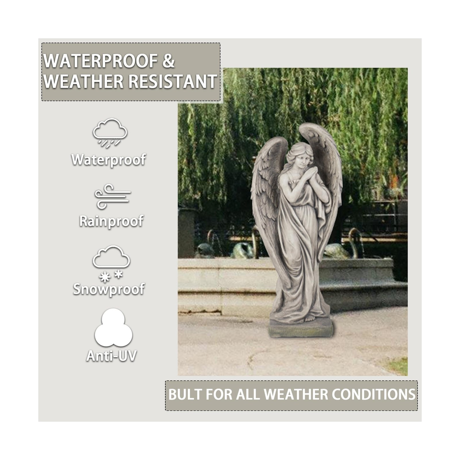 Outdoor Statues Angel Décor Garden Statue – 34 inch Large Garden Angels Out