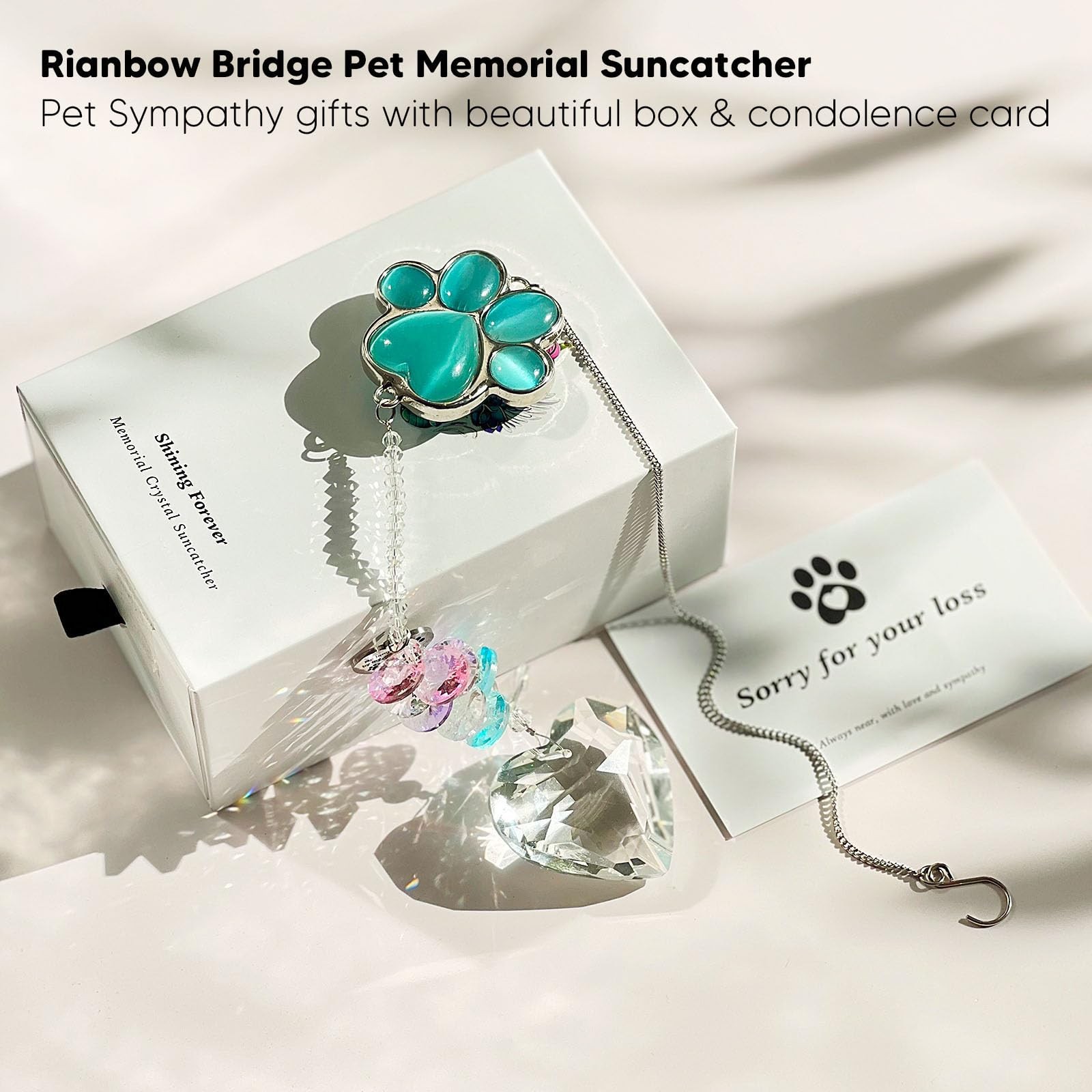 Pet Memorial Suncatcher – Dog Gifts, Loss Sympathy, Peacock Blue