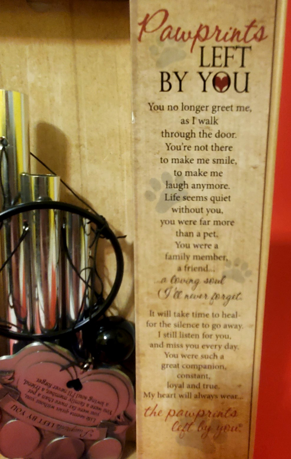 PAW PRINTS LEFT BY YOU MEMORIAL GIFTS WIND CHIME 12″