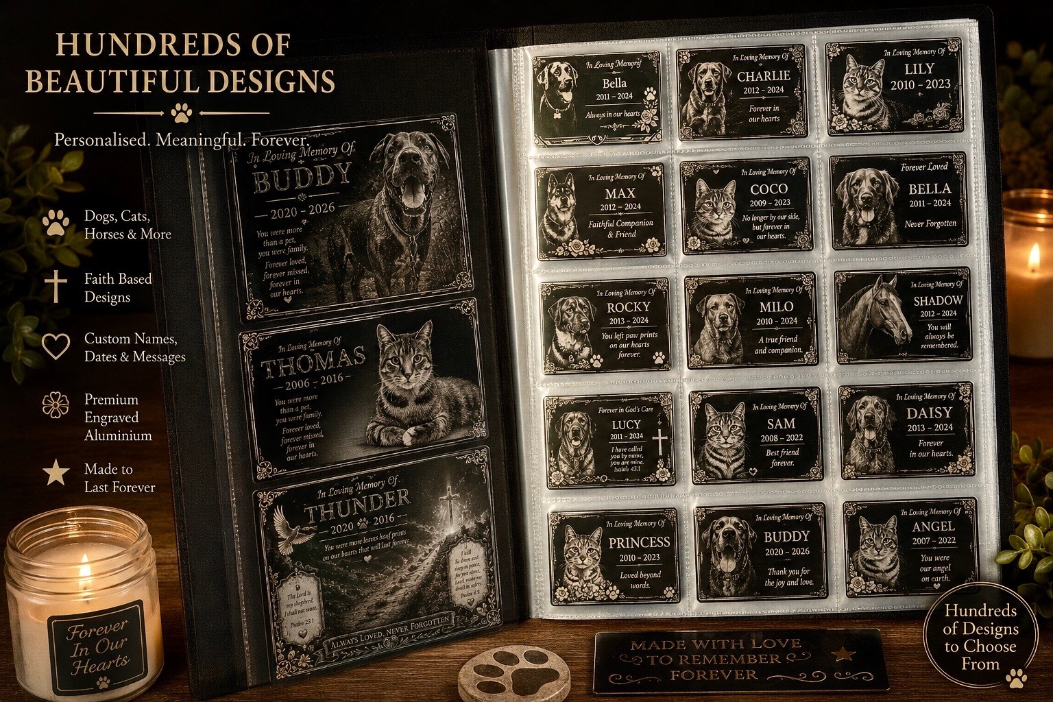 Personalised Pet Memorial Plaque Custom Photo Engraved Aluminium Dog Cat Horse