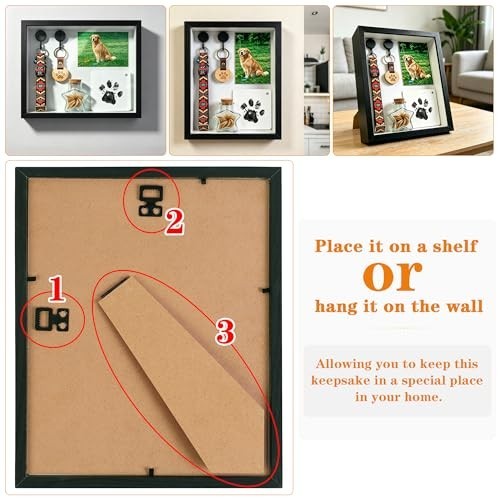 Pet Memorial Shadow Box with Paw Print Kit, Dog Cat Memory Keepsake Box
