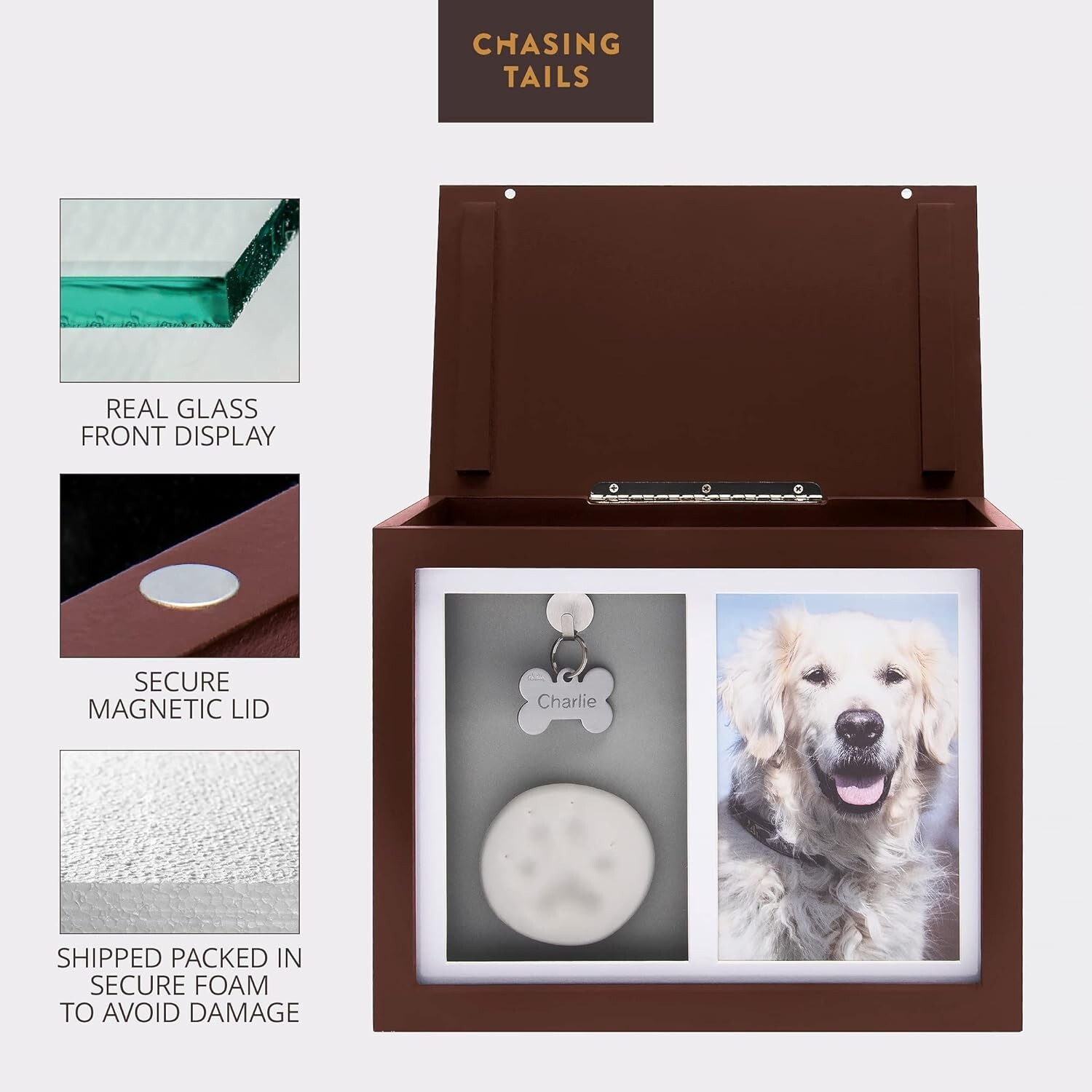 Spacious Pet Urns for Dogs Ashes – Keepsake Box with Tag Hook and Photo Album