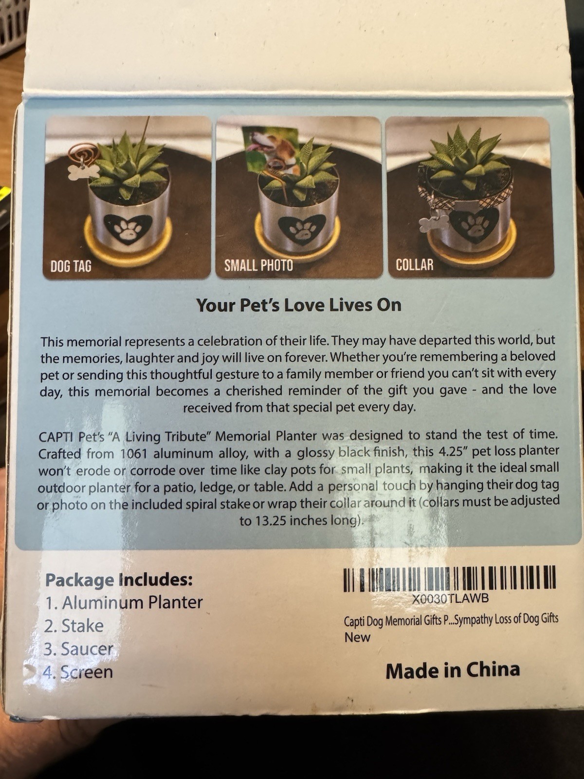 Pet Memorial Planter By Capti Pets Polished Black Metal 4.25”