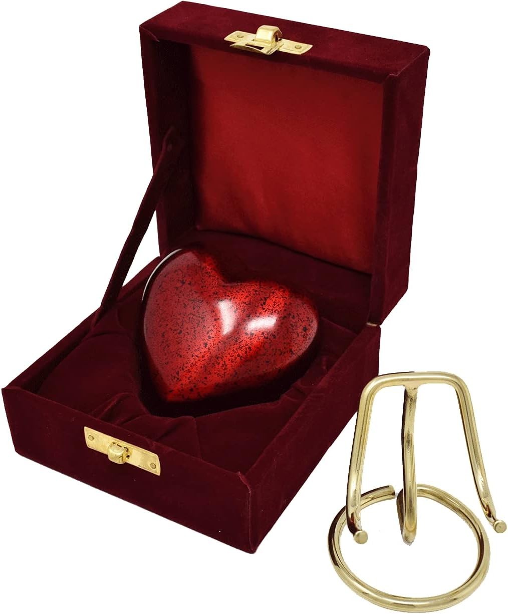 Personalized Red Heart Mini Cremation Urn Memorial Keepsake Velvet Box for Ashes