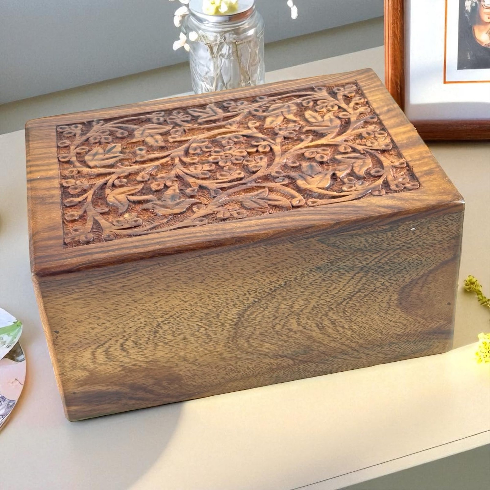 S.B.ARTS Floral Engraved Handcarved Cremation Urns for Human Ashes Adult Male…