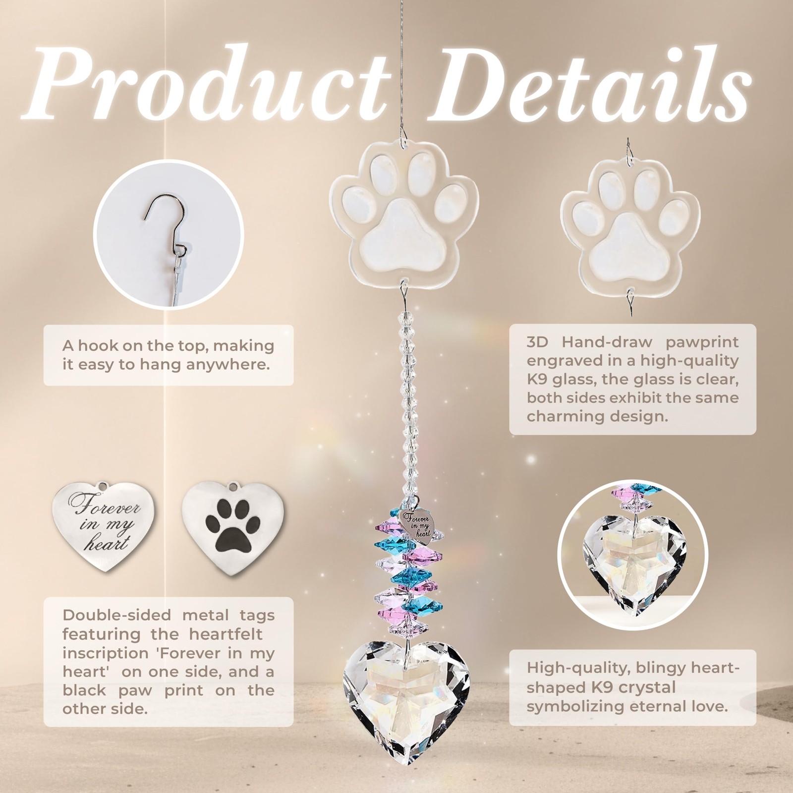 Dog Memorial Gifts for Loss of Pet Sympathy Gift Suncatcher, Clear