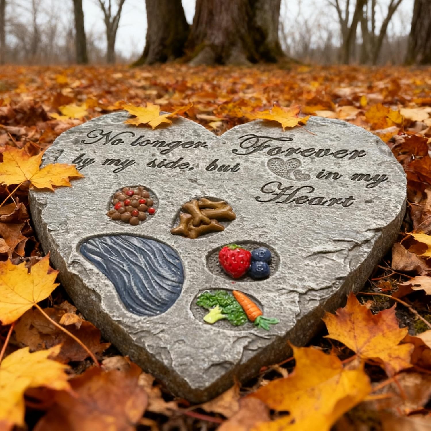 Heart Dog Memorial Garden Stone Paw Print Pet Loss Sympathy Grave Marker Decor