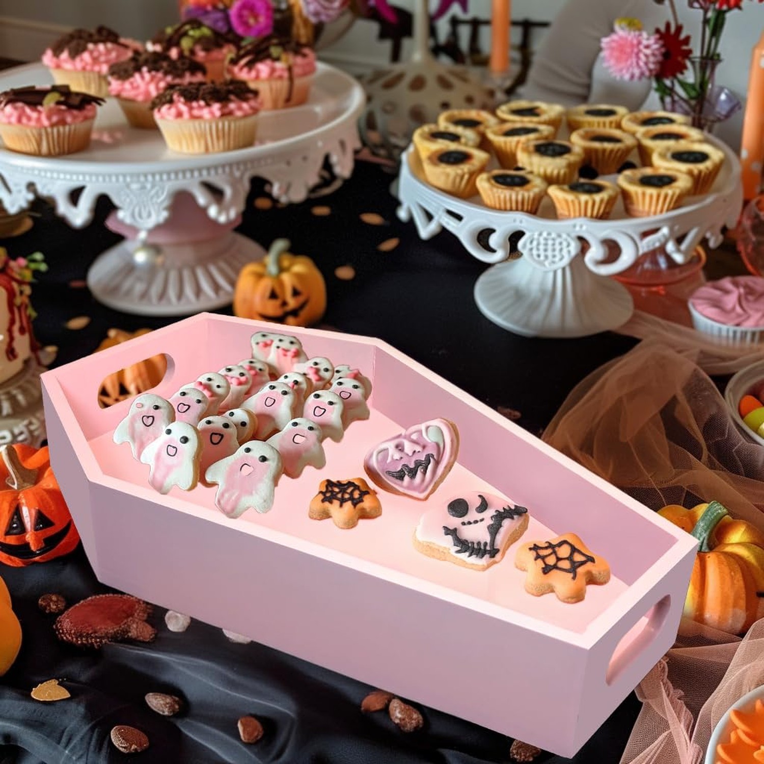 Pink Halloween Decor – Coffin Tray 14.2” Tall Halloween Decorations for Her …