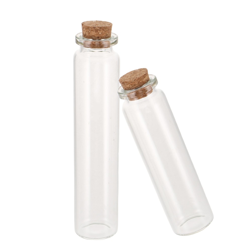 2Pcs Transparent Glass Bottles with Wood for Pet Hair Storage and Memorial
