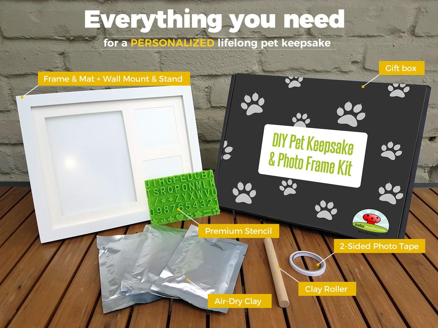 Ultimate Dog or Cat Paw Print Keepsake Kit & 11 inches x 9 inches, White