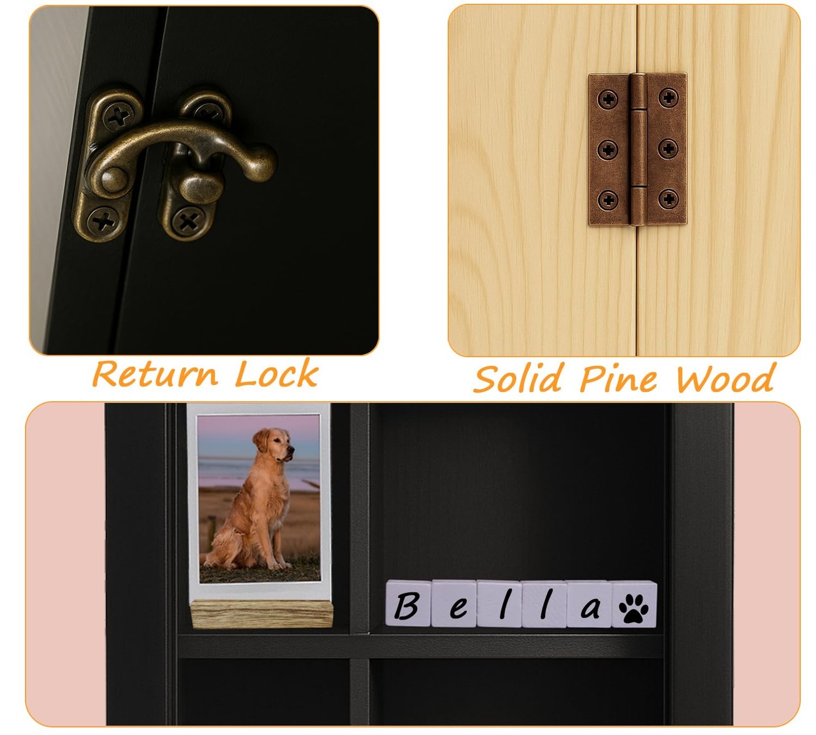 Pet Memorial Shadow Box with Adjustable Shelves,12 * 16 Inch Solid Wood Deep …