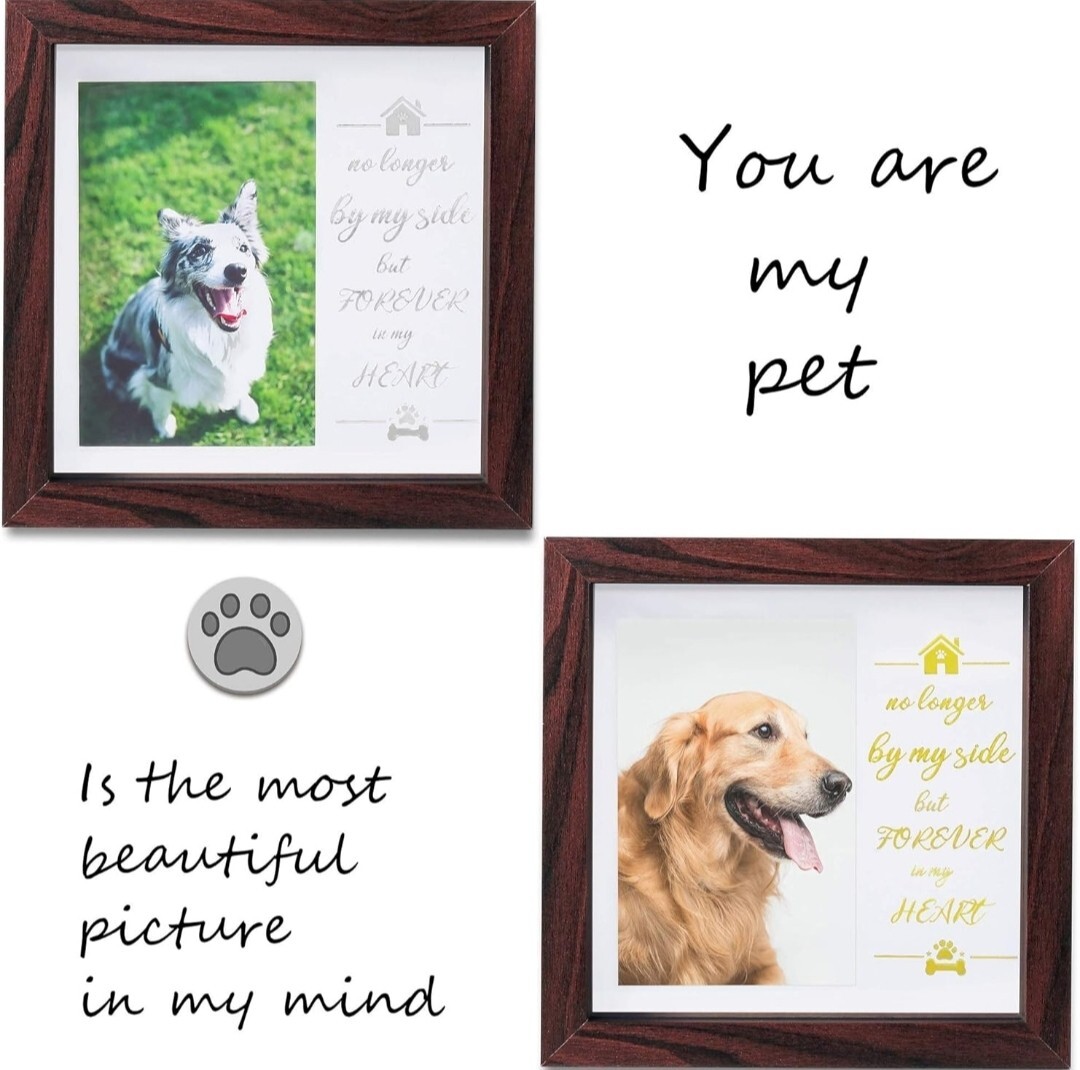 Pet Memorial Picture Frame Dog/Cat Memorial Sentiment Pet Collar Frame- Mahogany