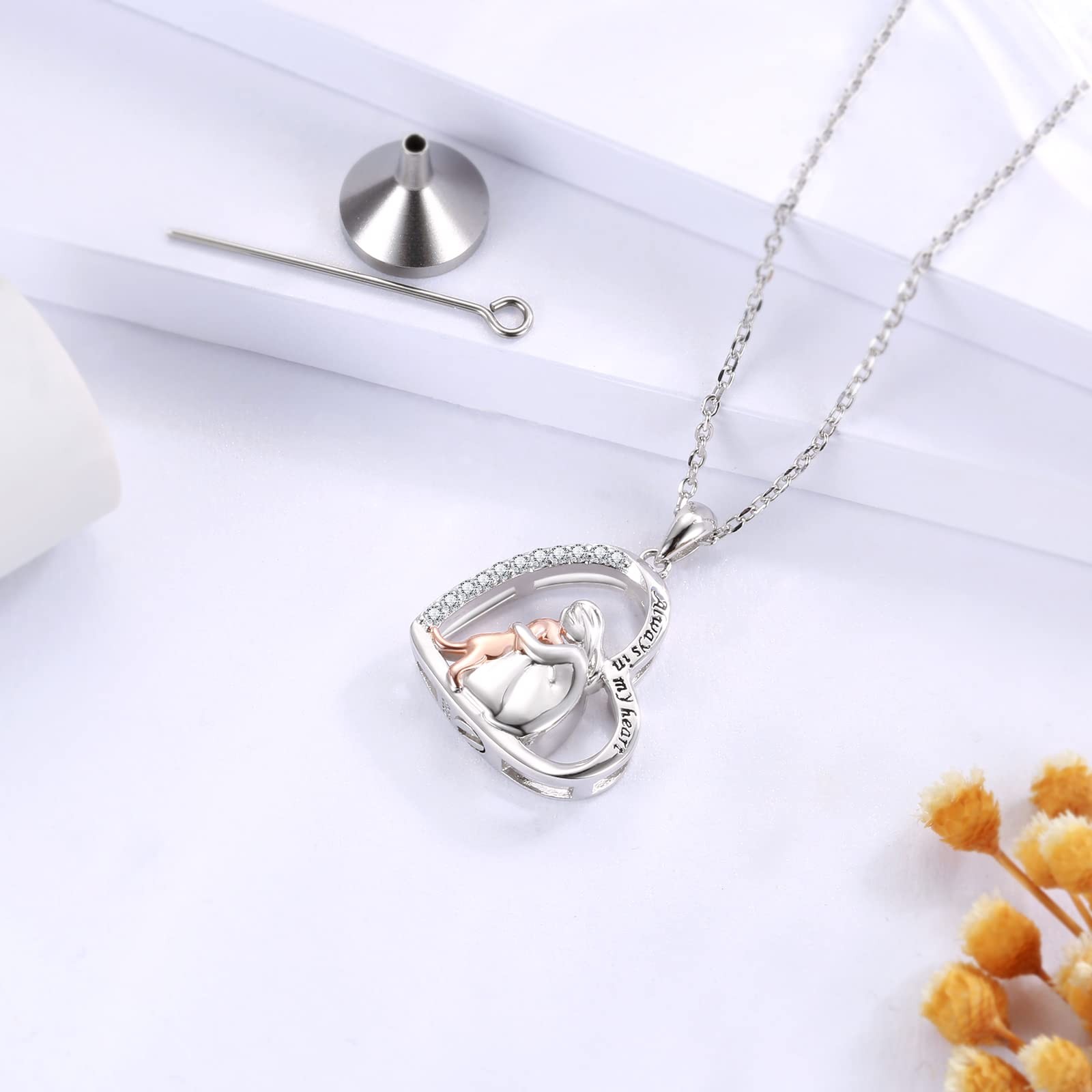 Sterling Silver Dog Urn Necklace for Pet Ashes – S925 Pet fur Cremation Memor…