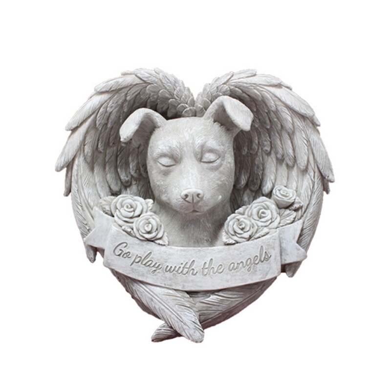 Pet Dog for Cat Monument Angel Wing Memorial Tombstone Resin Statue Ornam