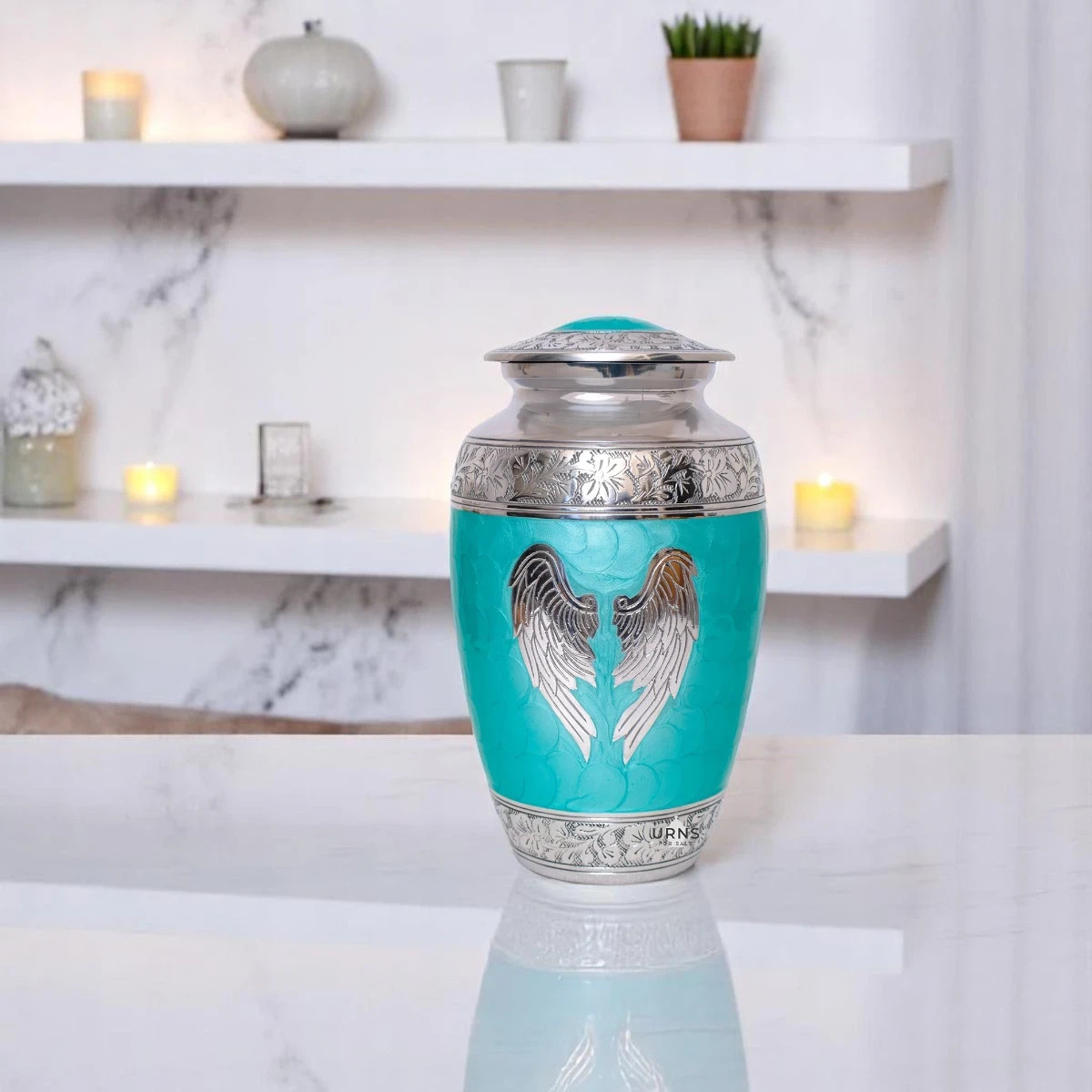 Guardian Wings Serenity Green Angel Wings Cremation Urn for Sale