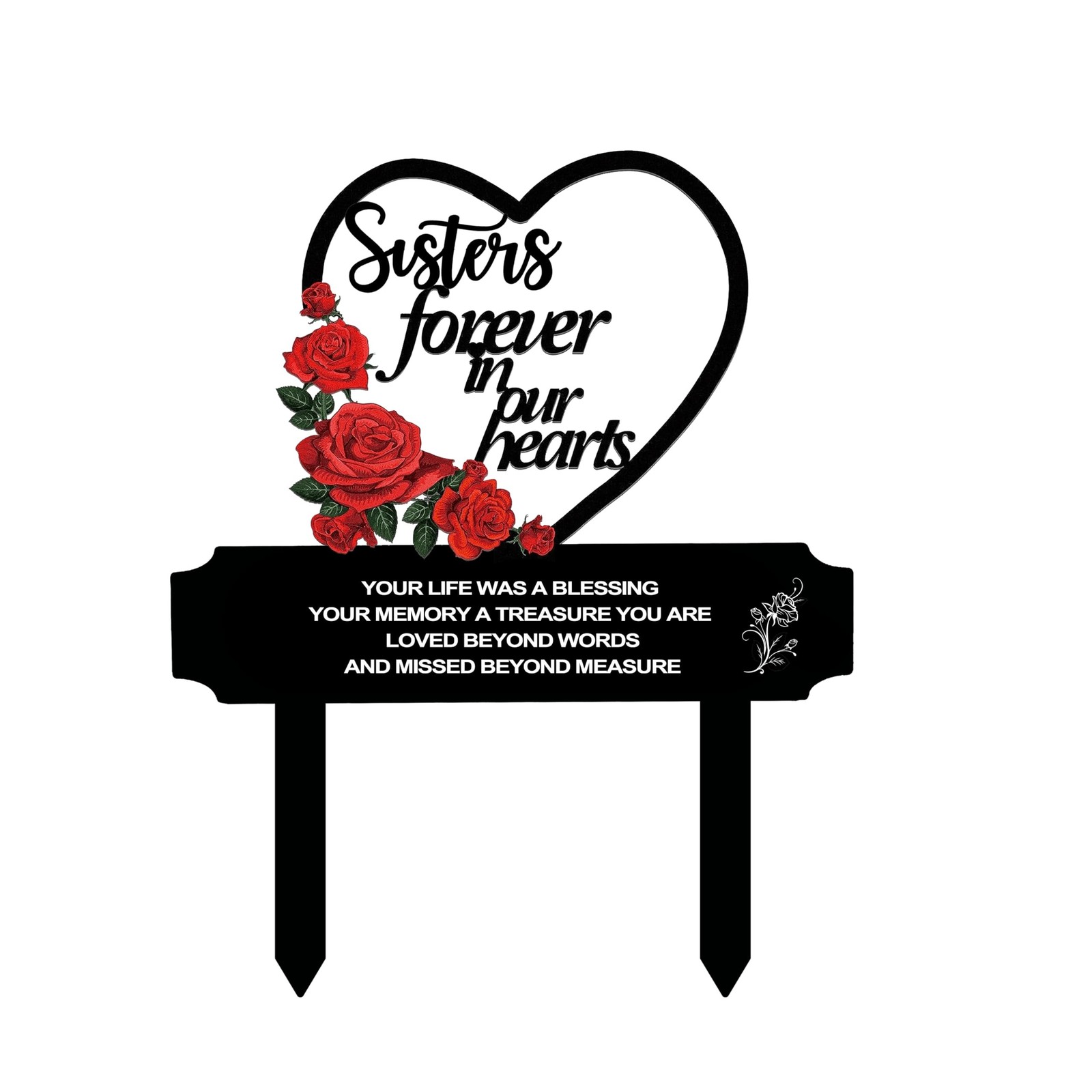 Memorial Stakes Cemetery Decorations for Sister’s Grave – Waterproof Metal Pl…