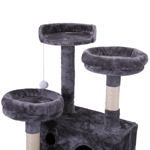 Cat Tree Cat Tower With Catching Ball, Plush Mat, Ladder And Indoor Cat Apartmen