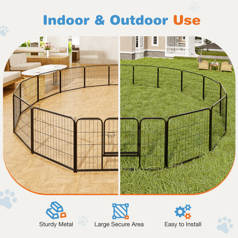 Dog Playpen Indoor Fence Height Metal Exercise Pen With Door Small Puppy Medium