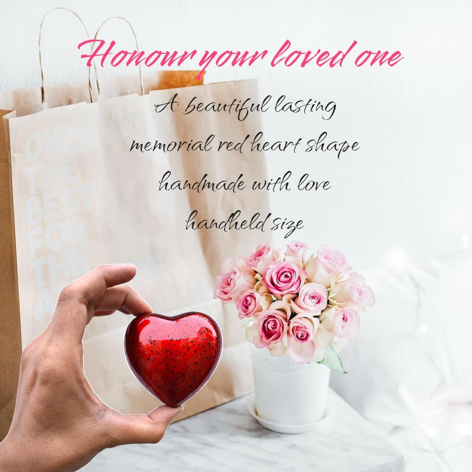 Red Heart Cremation Urn Keepsake Velvet Box Memorial Ashes Holder