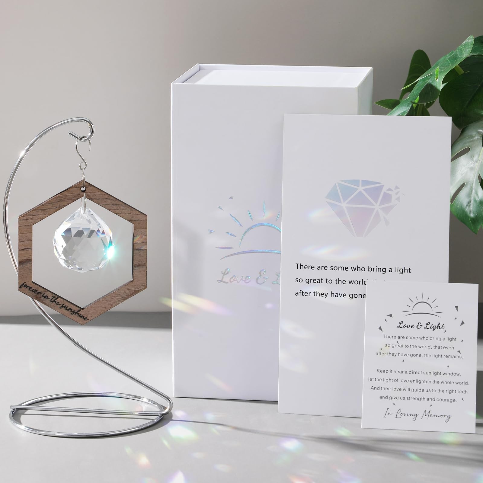 Memorial Crystal Suncatcher Sympathy Gifts for Loss of Loved One, Hanging Mem…