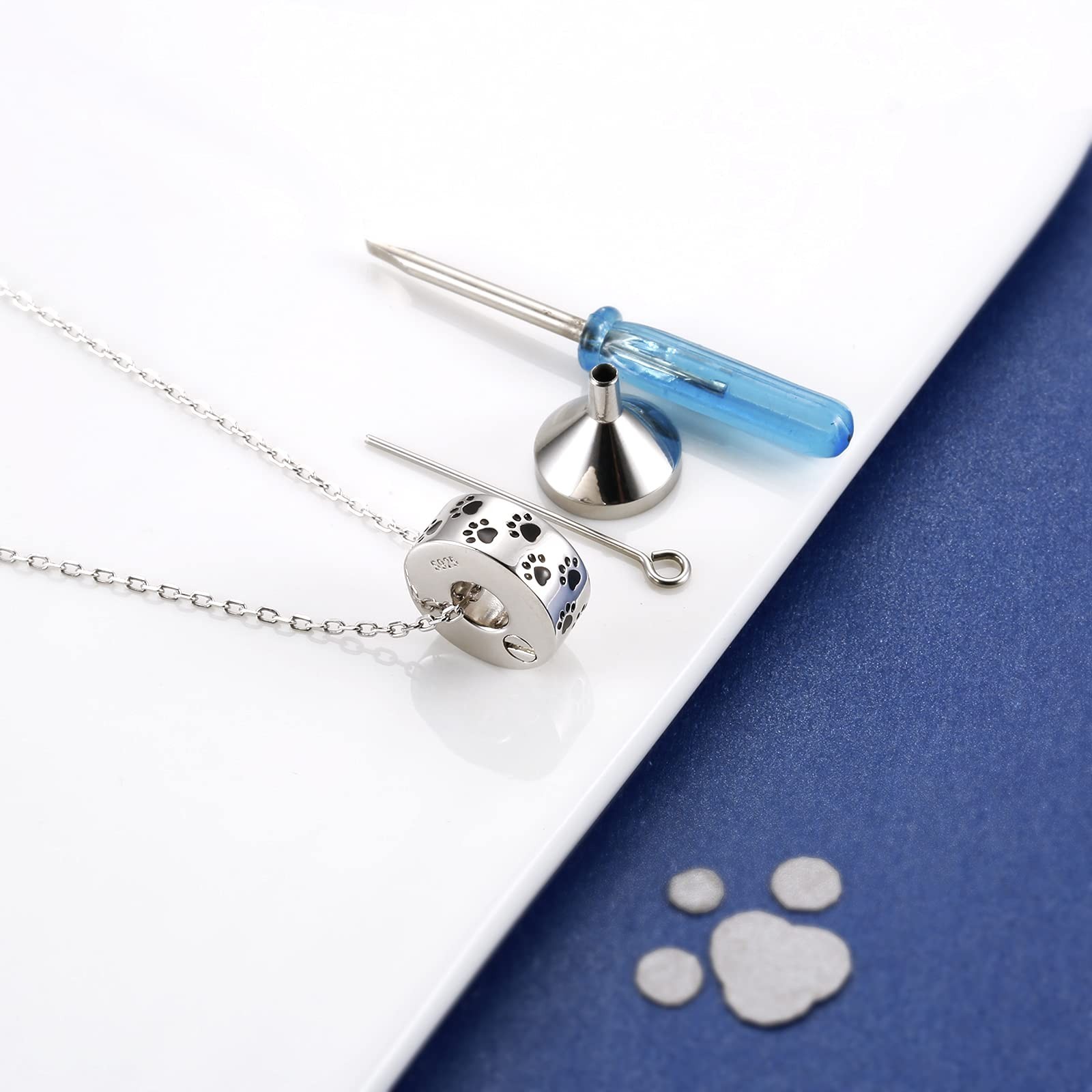 MANBU 925 Sterling Silver Cremation Jewelry for Pet Ash – Memorial Ash Pendan…