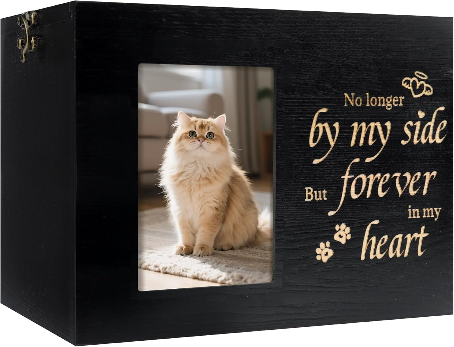 Pet Urns for Cats or Dogs Ashes with Photo Frame, Wooden Memory Box for Keepsake
