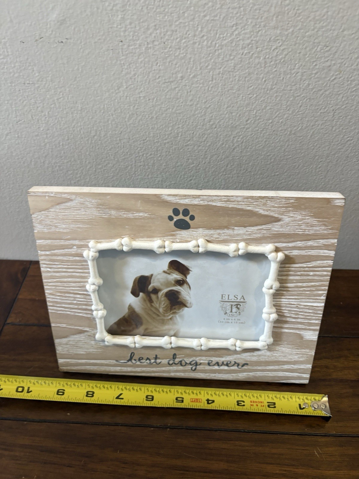 Distressed White Wood Pet Memorial Photo Frame